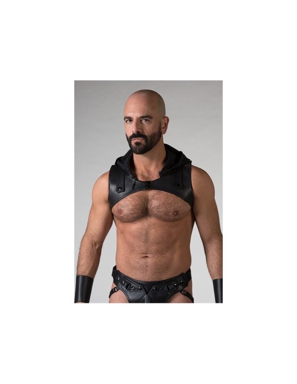 Leather Sleeveless Crop Hoodie - Medium (40-43)