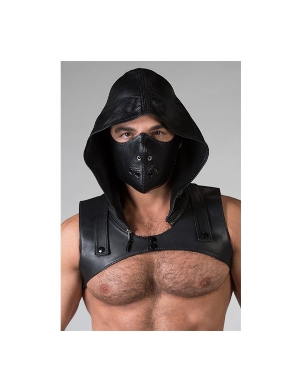 Leather Sleeveless Crop Hoodie