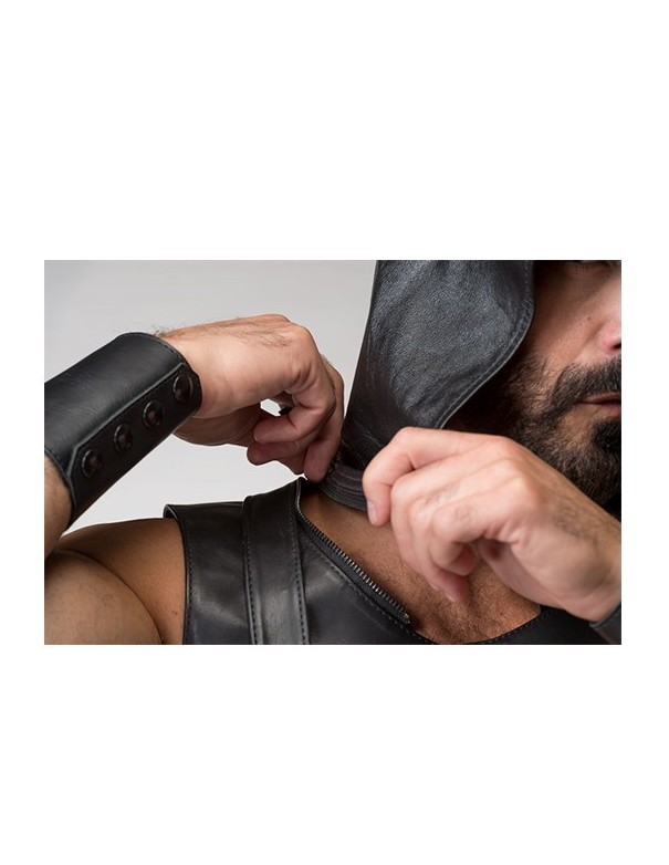 Leather Sleeveless Crop Hoodie