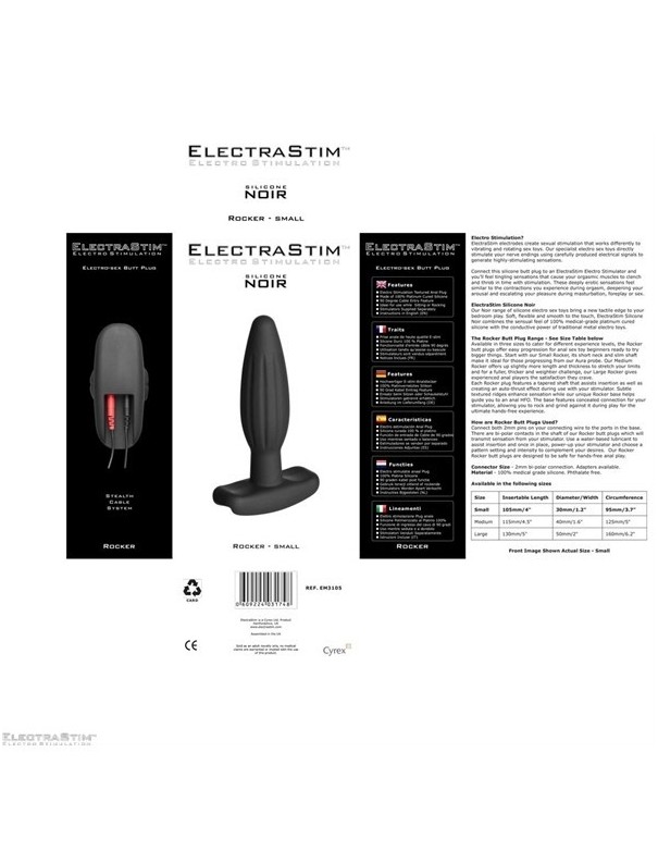 ElectraStim Silicone Noir -Rocker- Small Butt Plug