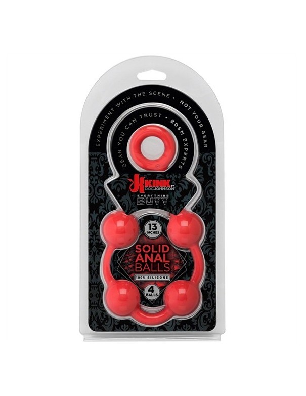Smooth Solid Silicone Anal Balls 33 cm. (13 inch) - Red
