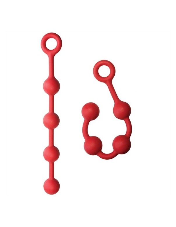 Smooth Solid Silicone Anal Balls 33 cm. (13 inch) - Red