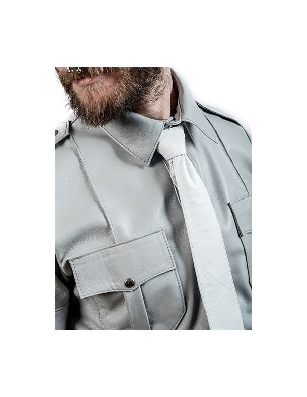 Leather Tie Stitched White